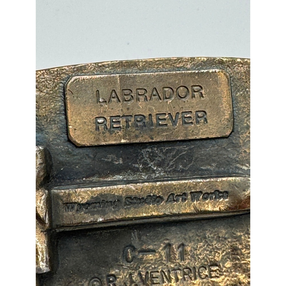 Vintage 1977 Wyoming Studio Art Works Labrador Retriever Belt Buckle RJ Ventrice - Picture 9 of 15